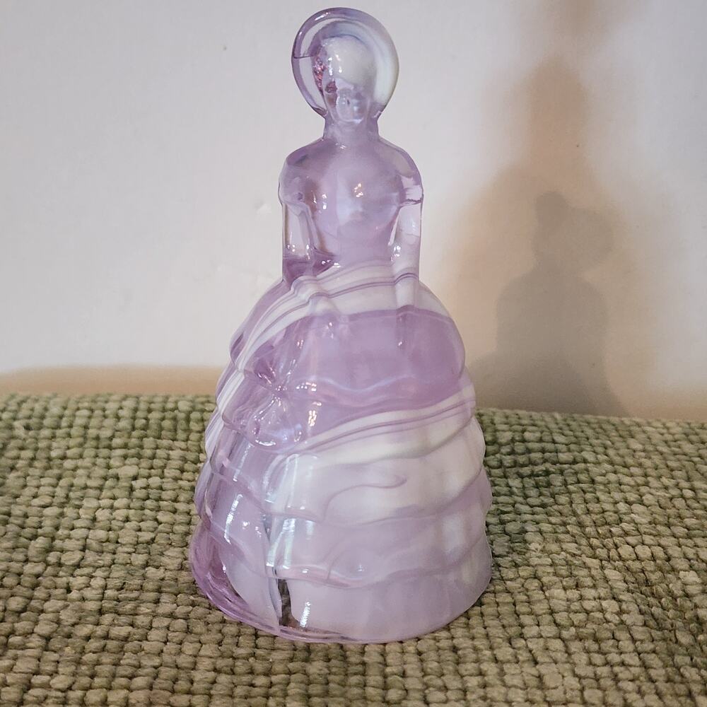 Viking Glass Paradise Orchid Lady Figurine Swung Skirt Opalescent Purple
